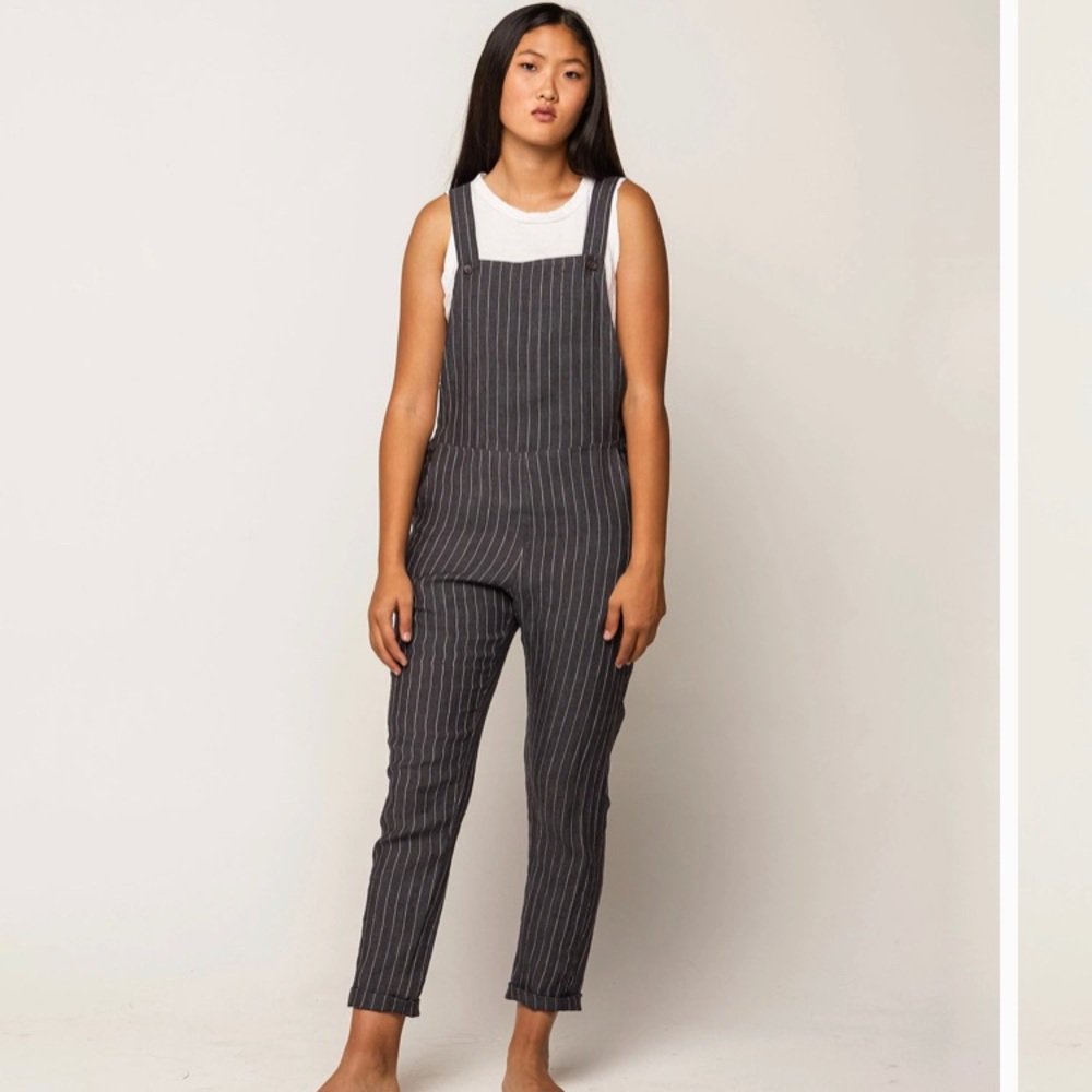 NWT Pyne and Smith Overall No. 10 in Grey Pinstripe Linen